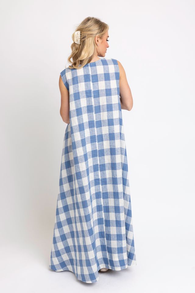 Karlie | Blue Buffalo Check Scoop Maxi Dress