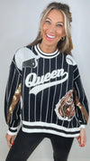 Queen of Sparkles Black Batter Up Queen Sweatshirt