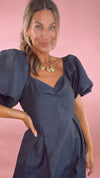 THML Navy Textured Midi Dress