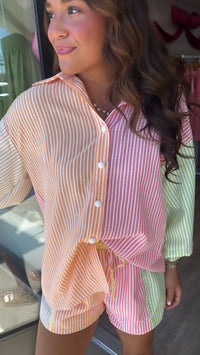 Endless Rose | Striped Colorblock Short Set