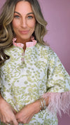 Brianna Cannon Chartreuse and Feather Caftan