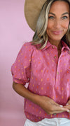 Ivy Jane Pink Clip Dot Stripe Top (1 XL)