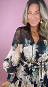 Black Floral and Lace Peregrine Mini Dress (1 MEDIUM)
