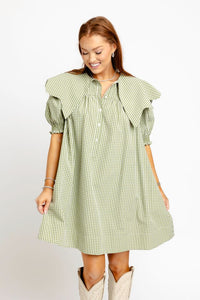 Karlie | Citrine Check Collar Dress