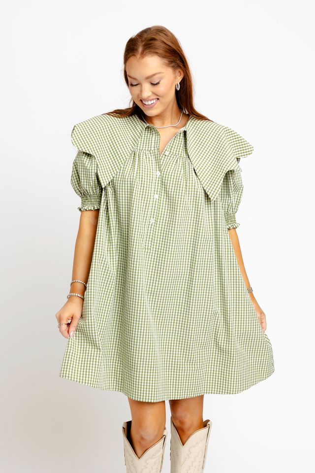 Karlie | Citrine Check Collar Dress