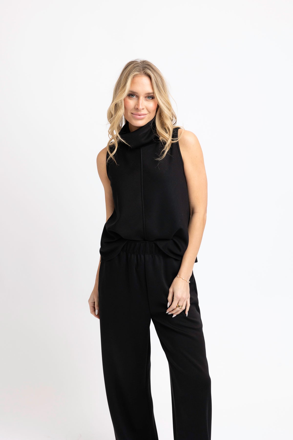 Karlie | Black Scuba Mock Neck Pant Set