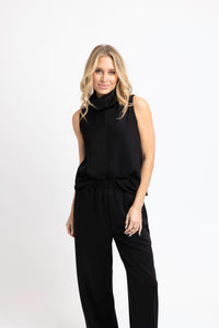 Karlie | Black Scuba Mock Neck Pant Set