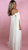 Ivory Pleat Rose Trim Cape Maxi (M/L)