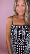 Black Beading Sequins Mini Dress