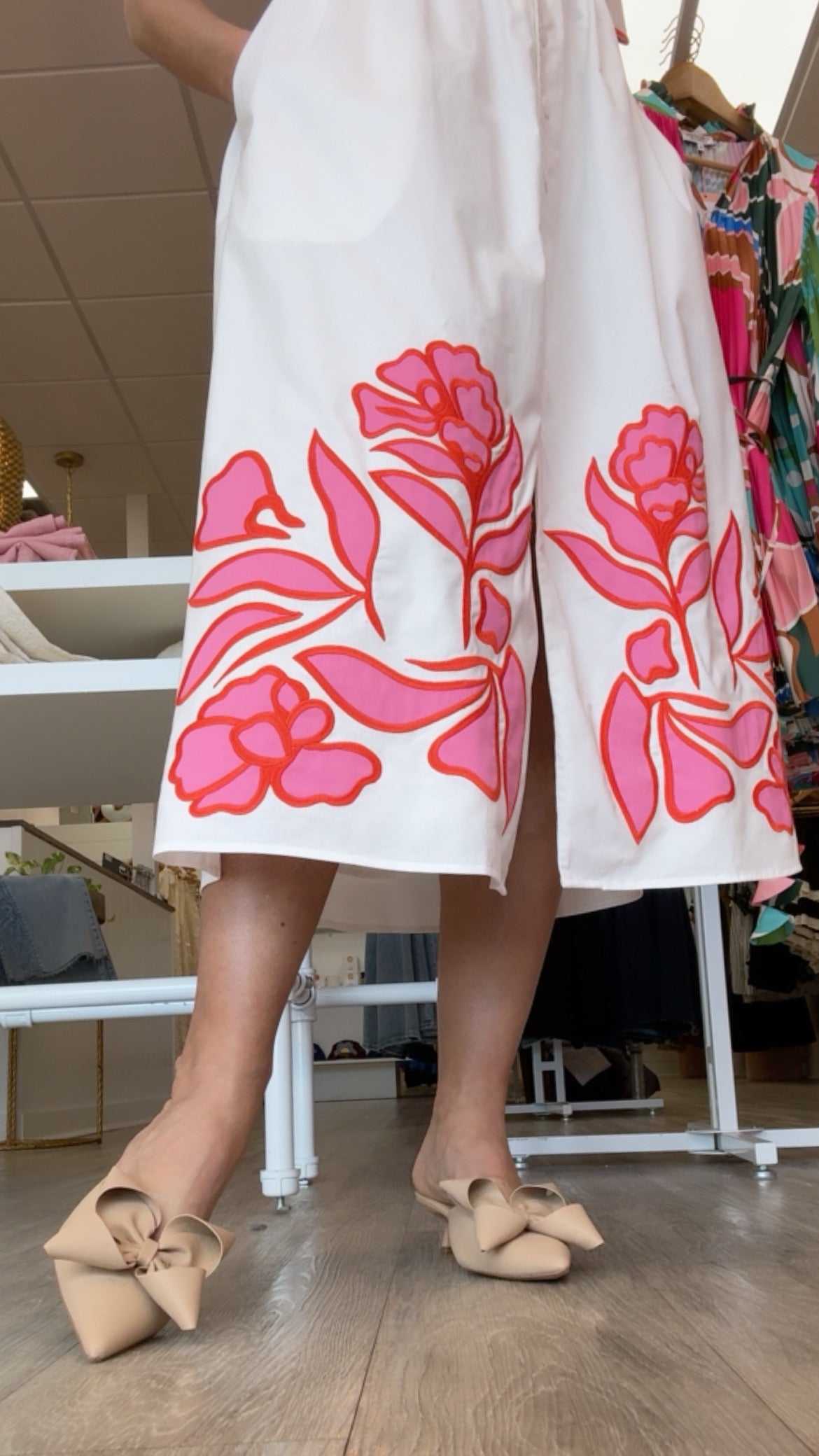 Crosby Luca Dress in Ivory w/ Embroidery