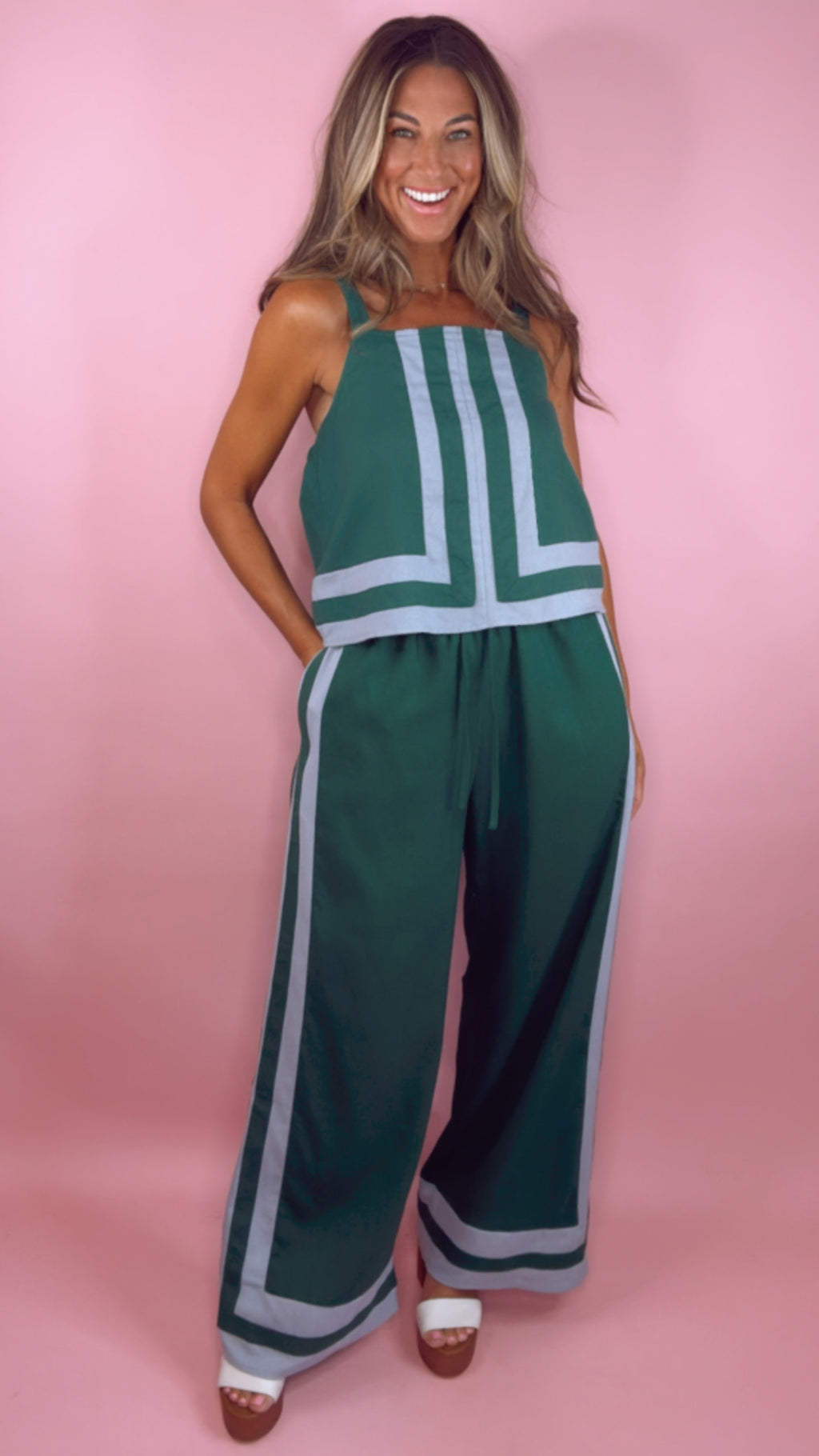 Hunter Green Stripe Pants Set (1 MEDIUM)