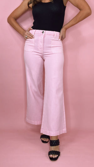 KUT Meg High Rise Wide Leg in French Pink