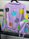 Queen of Sparkles Lavender Multi Pumpkin Mock Neck Sweatshirt