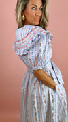 Karlie French Floral Embroidered Belted MaxI Dress