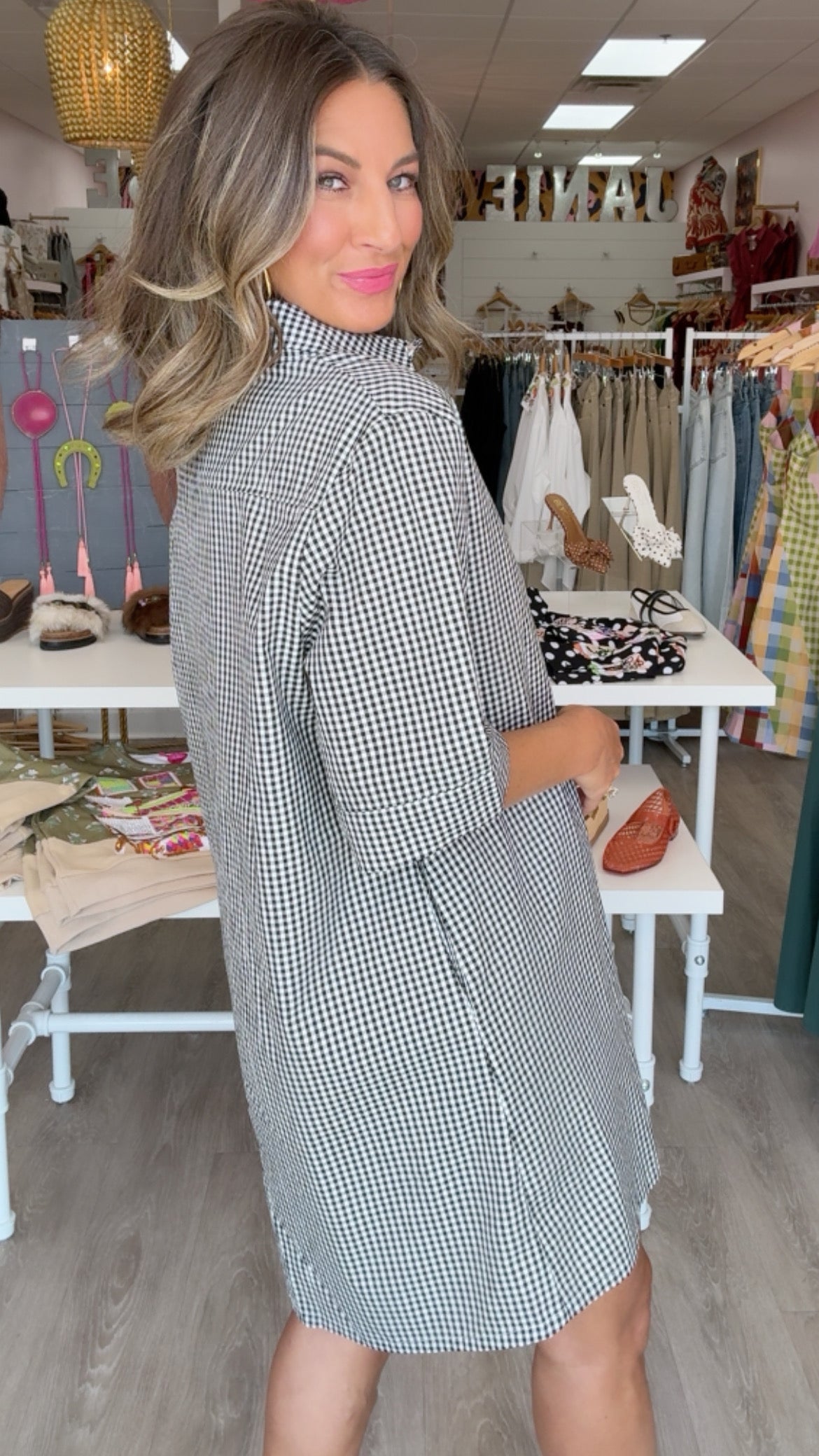 Karlie | Black Check Shirt Dress (1 LARGE)