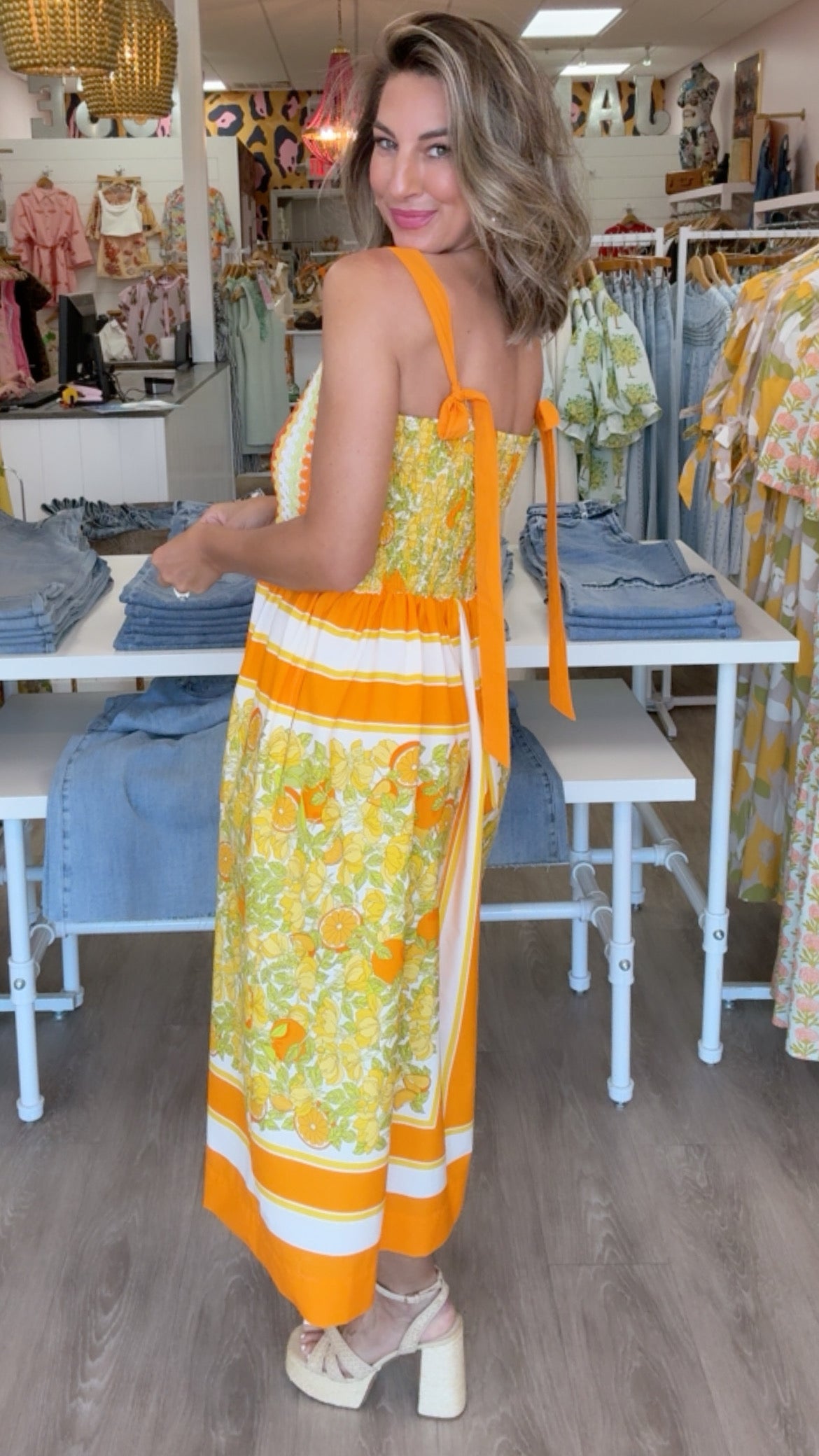 Ivy Jane | Tangerine Citrus Fruit Dress
