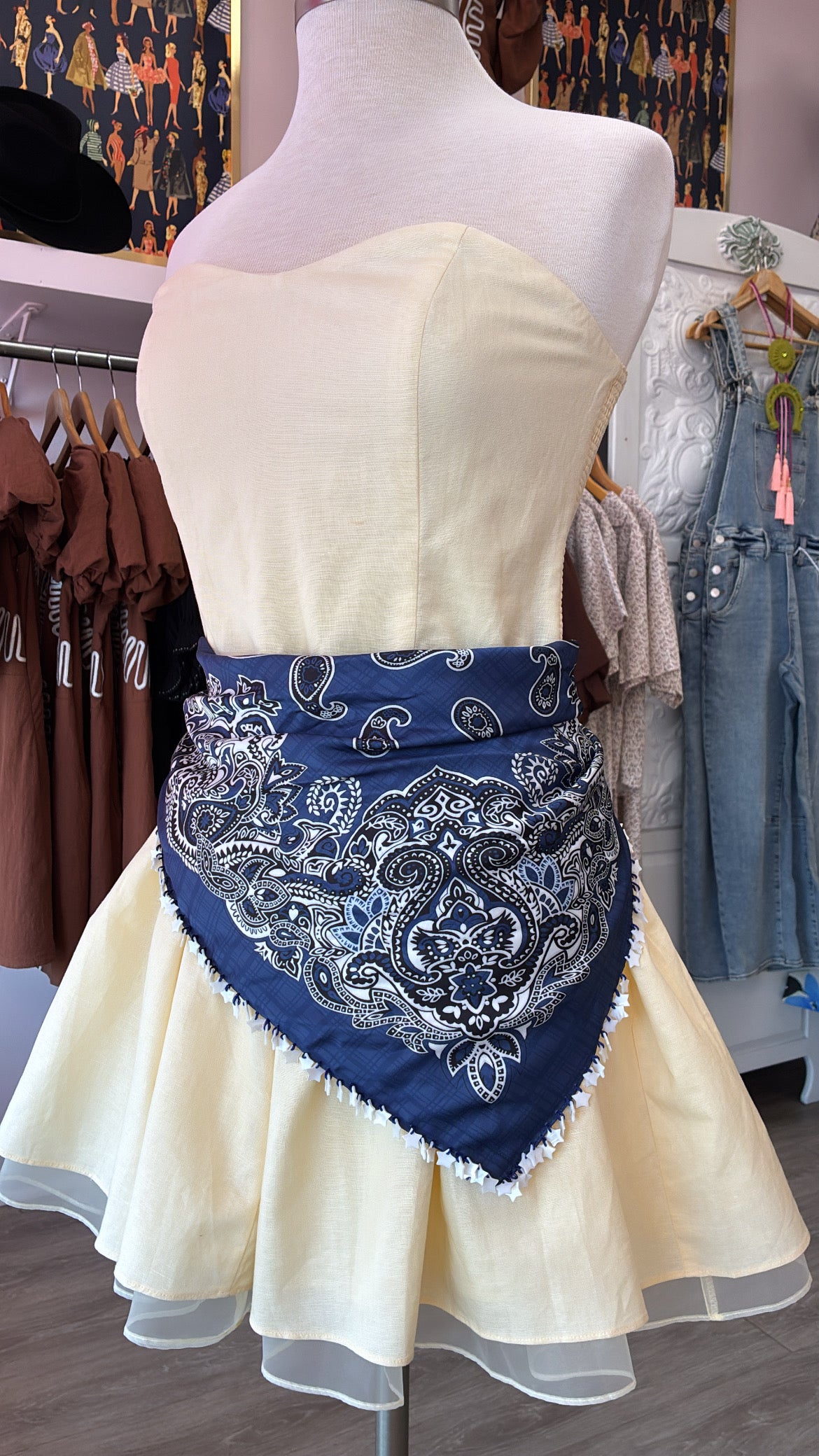 Blue Oversized Bandana w/ White Star Beads