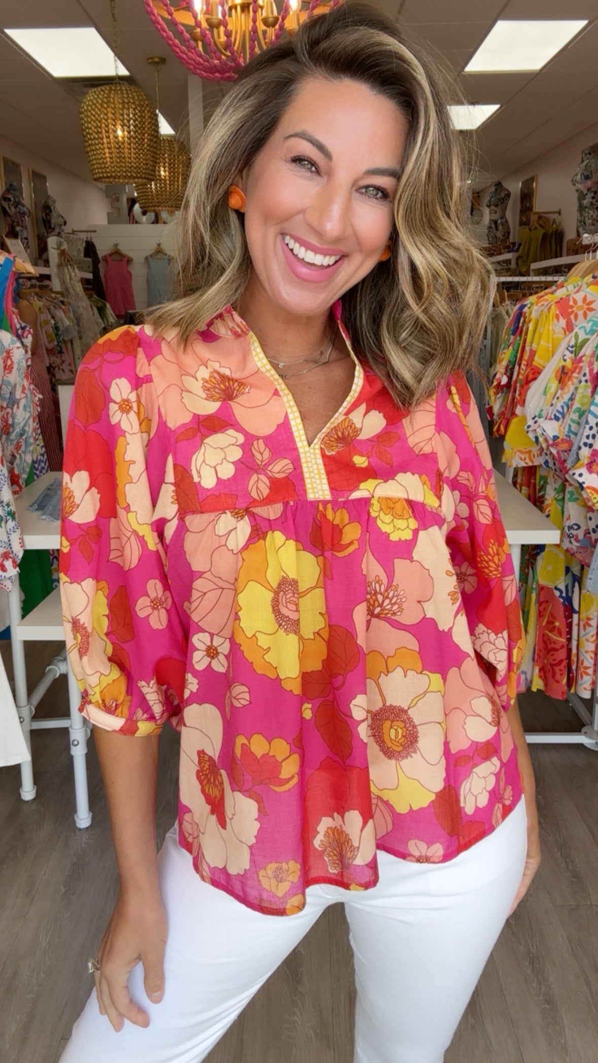 Ivy Jane | Hot Pink Full Bloom Top