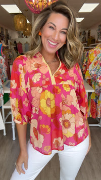 Ivy Jane | Hot Pink Full Bloom Top