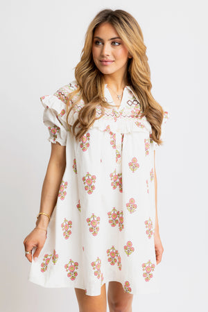 Karlie Digital Floral Embroidered Peter Pany Dress