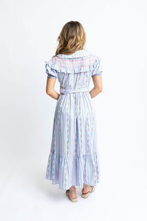 Karlie French Floral Embroidered Belted MaxI Dress
