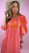 Uncle Frank Pink Cord Embroidered Dress