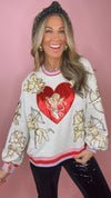 Queen of Sparkles Vintage Heart + Cupid Sweatshirt