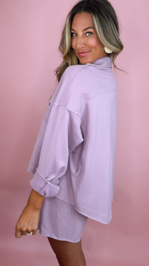 Karlie Lavender French Terry Tie Short Set (LARGE)