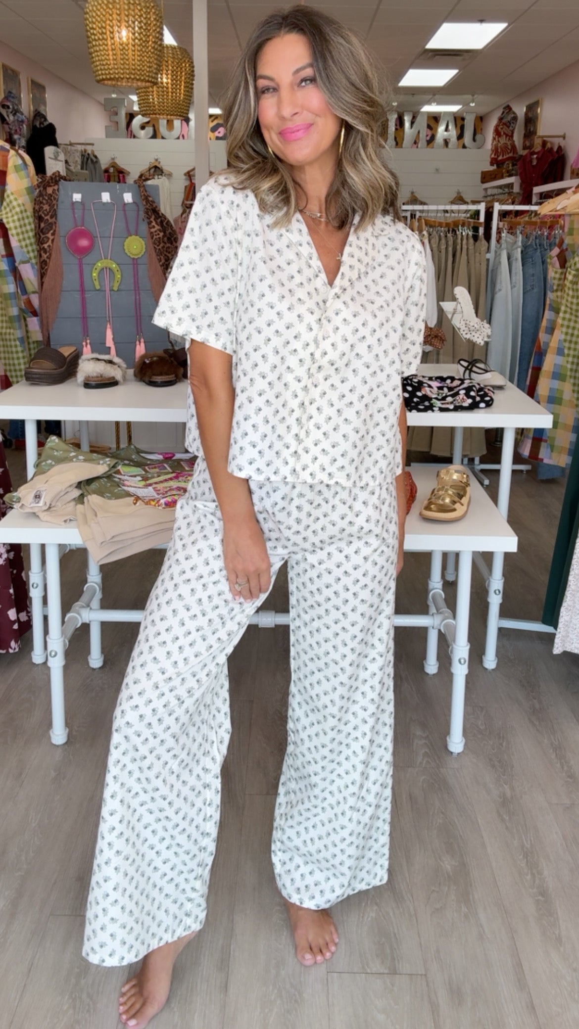 Rylee+Cru | Blue/Grey Fleur Pajama Vintage Set