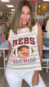 Queen of Sparkles | Ole Miss Grey & White Football Tank