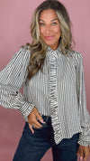 Black Stripe Ruffle Top (1 MEDIUM)