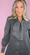 FRNCH Aubepine Black Denim Tie Front Dress