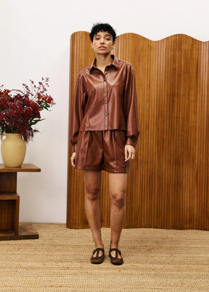 FRNCH Cognac Brown Tulsi Short