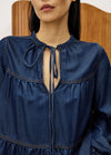 FRNCH Blue Jean Cixous Peplum Top (1 XS)