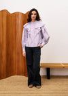 FRNCH Achillee Violet Stripe Ruffle Shirt