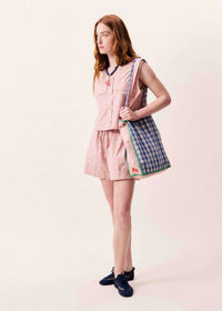 FRNCH Pink Stripe Vest Top + Short Set