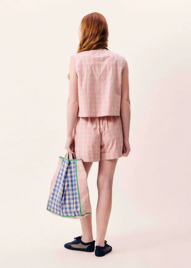 FRNCH Pink Stripe Vest Top + Short Set