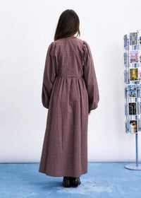 FRNCH | Maroon Plaid Ryuzu Maxi Dress