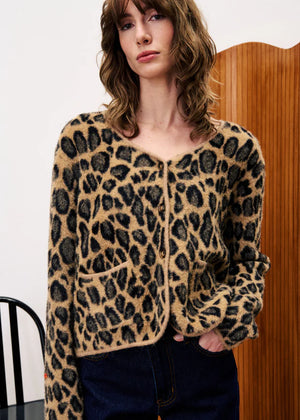 FRNCH Begonia Leopard Cardigan