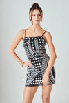 Black Beading Sequins Mini Dress