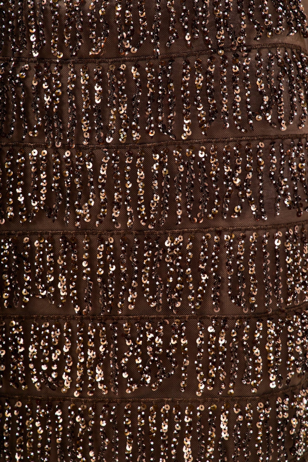 Endless Rose | Brown Sequin Tassel Midi Skirt