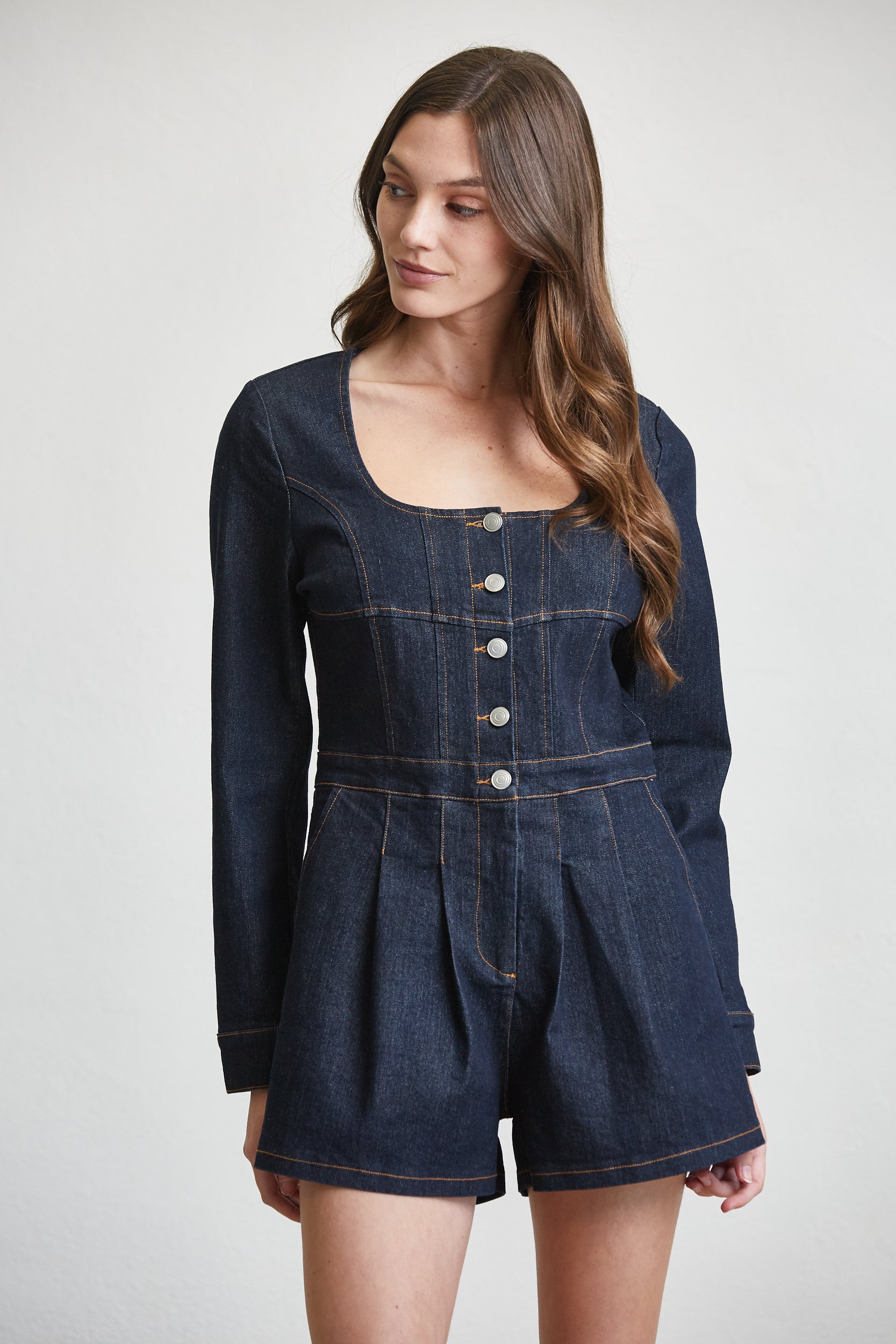 Stretchy Denim Romper