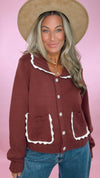 Rylee + Cru Burgundy Collared Cardigan