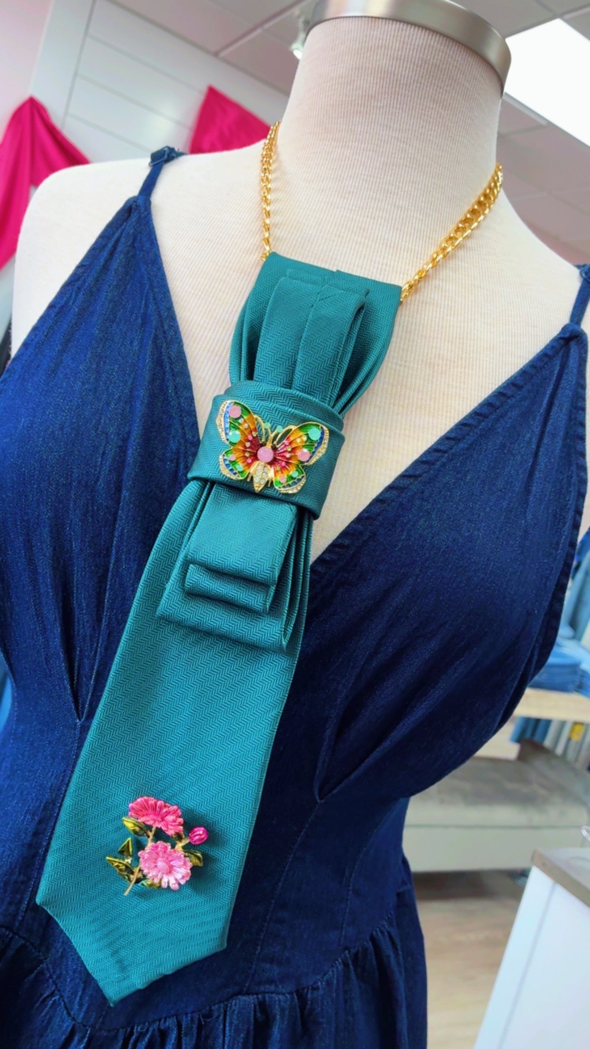 Tie Necklace | Teal + Sweet Brooches