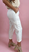Liverpool Whipped Cream Drawstring Cargo Pant