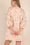 Peach Sherbert Floral Jacquard Long Sleeve Dress