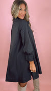 English Factory Black Bow Neck Swing Dress