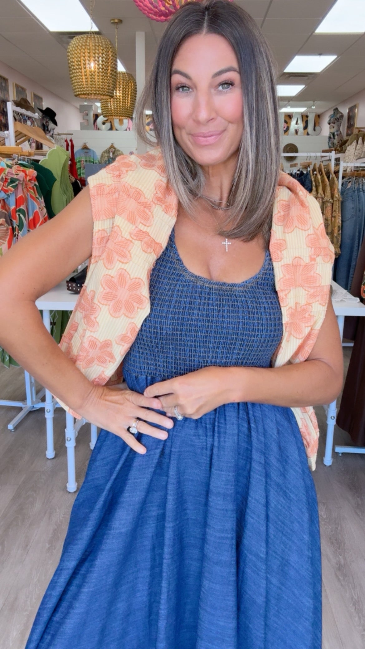 Karlie | Denim Smocked Tank Maxi