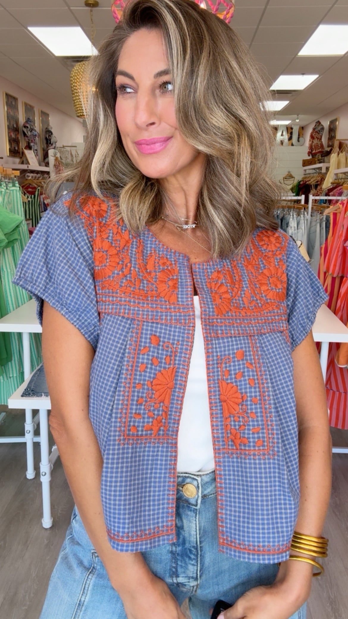 Ivy Jane Blue Plaid Bolero