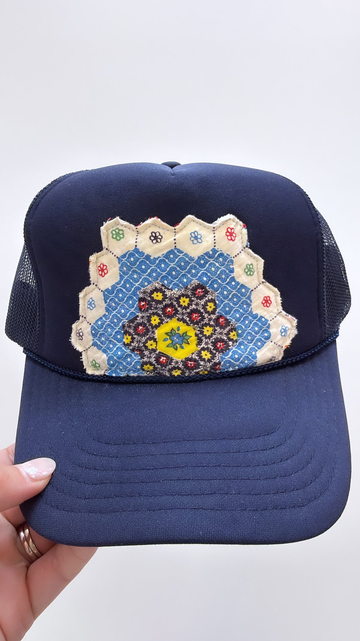 Blue Multi Navy Quilted Trucker Hat